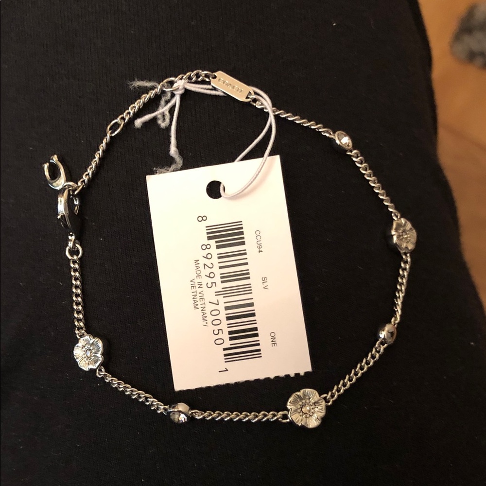 Coach Silver Floral Charm Bracelet - Silver